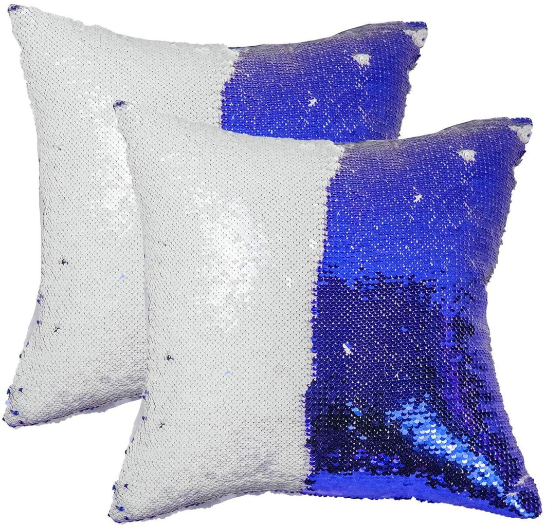 JYFLZQ Sublimation Sequin Pillow Case Blanks 16''x16'' 2PCS Blue Flip Reversible Mermaid Decorative Personalized Cushion Throw Pillow Covers for Kids - Yunfan Home